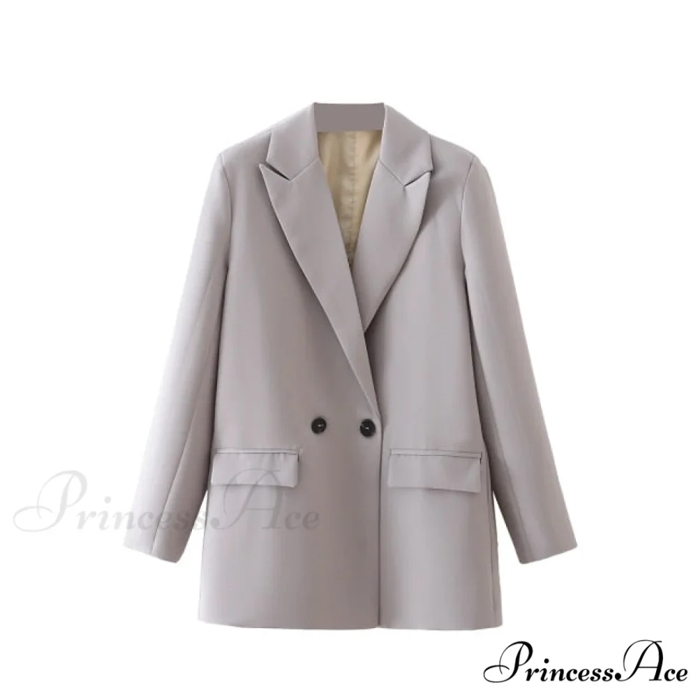 Casual Solid Color Pocket Decorative Blazer - Image 3