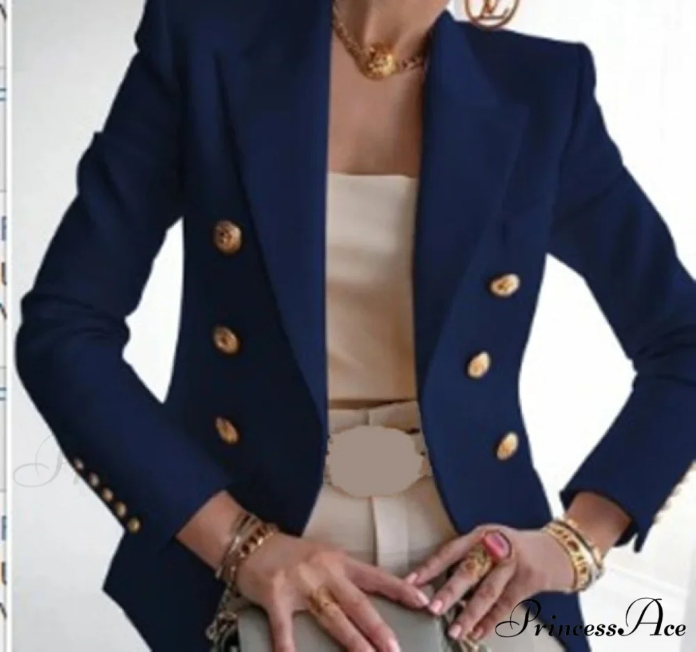 Solid Color Fashion Multi Buttons Blazer - Image 8