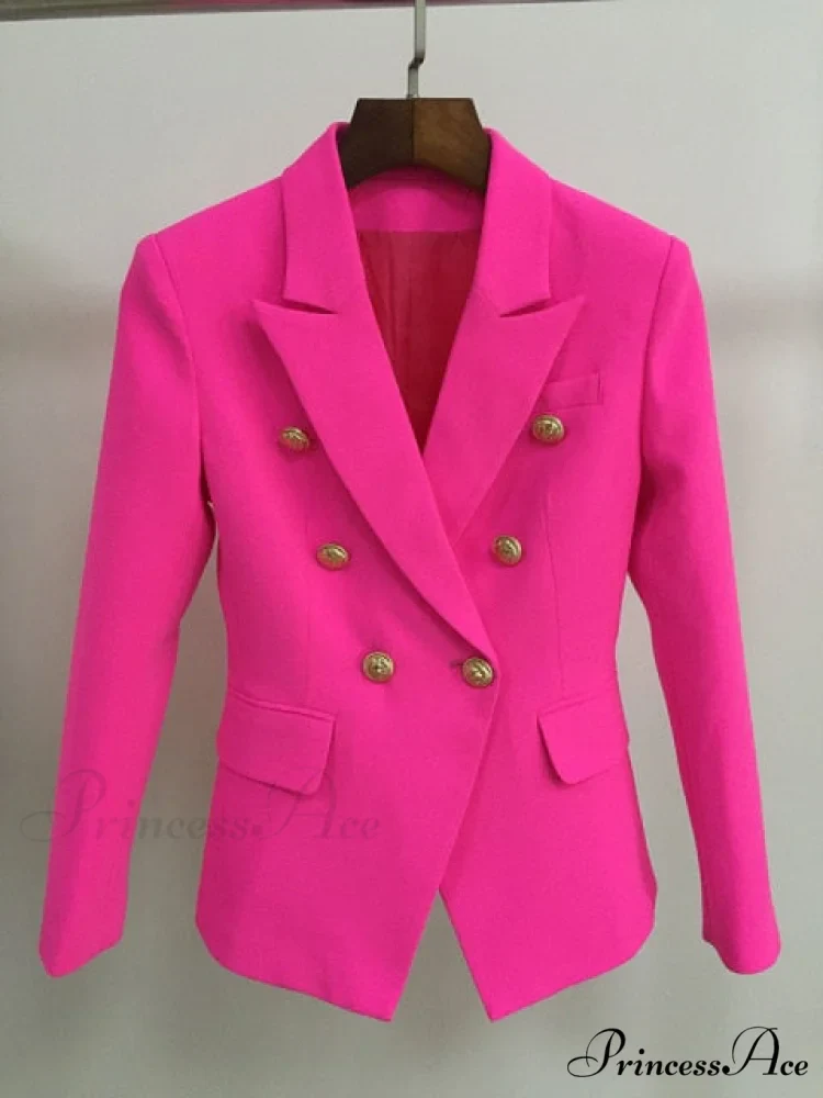 Classic Double Breasted Metal Lion Buttons Blazer - Image 12