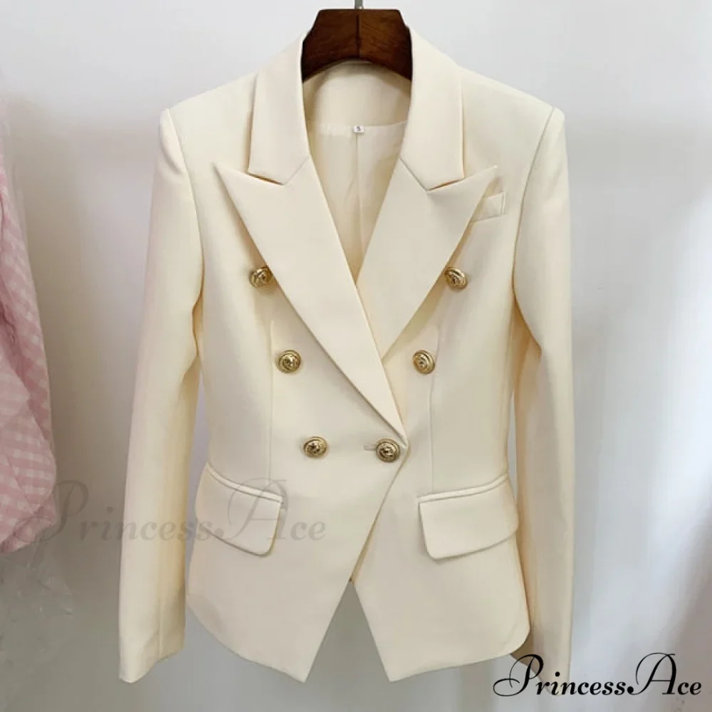 Classic Double Breasted Metal Lion Buttons Blazer - Image 13