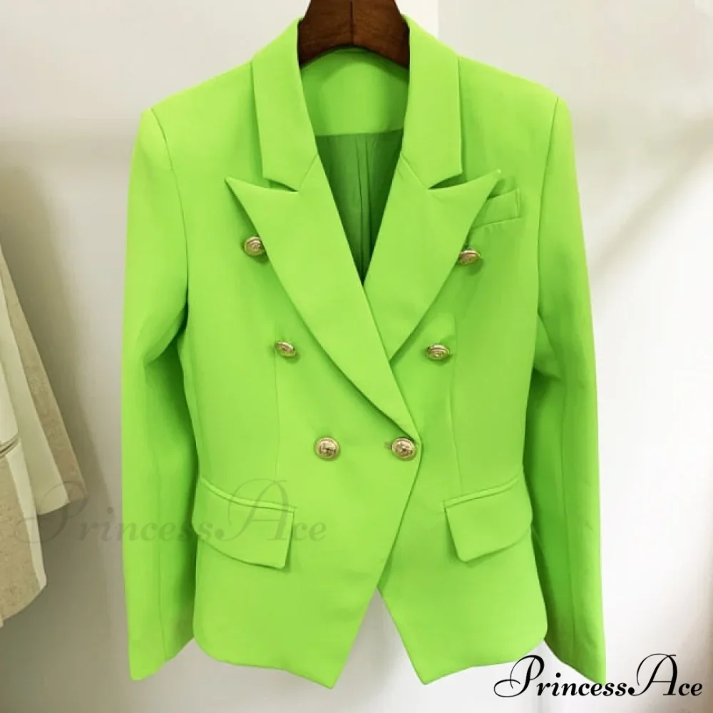 Classic Double Breasted Metal Lion Buttons Blazer - Image 16