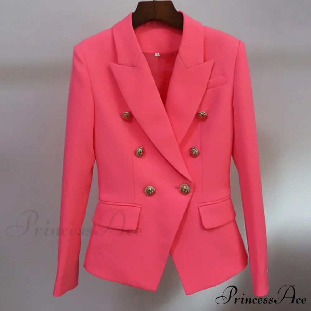 Classic Double Breasted Metal Lion Buttons Blazer - Image 18