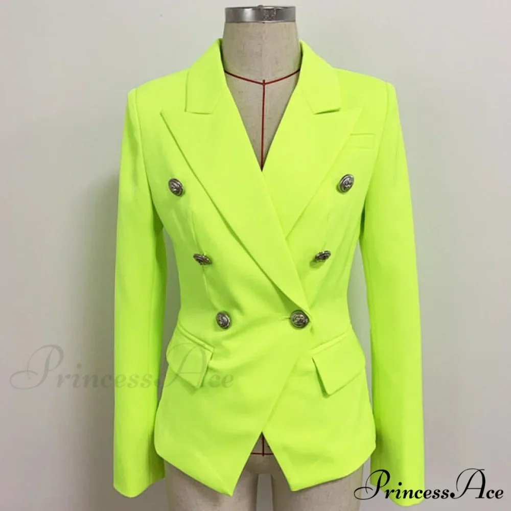 Classic Double Breasted Metal Lion Buttons Blazer - Image 19