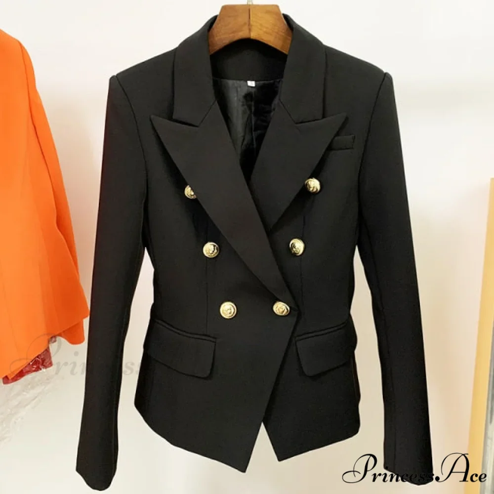 Classic Double Breasted Metal Lion Buttons Blazer - Image 20