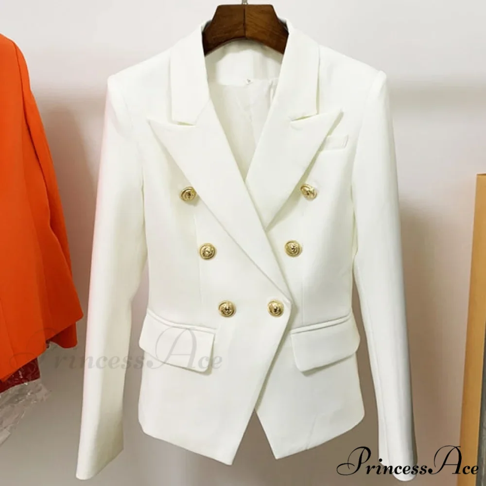 Classic Double Breasted Metal Lion Buttons Blazer - Image 23