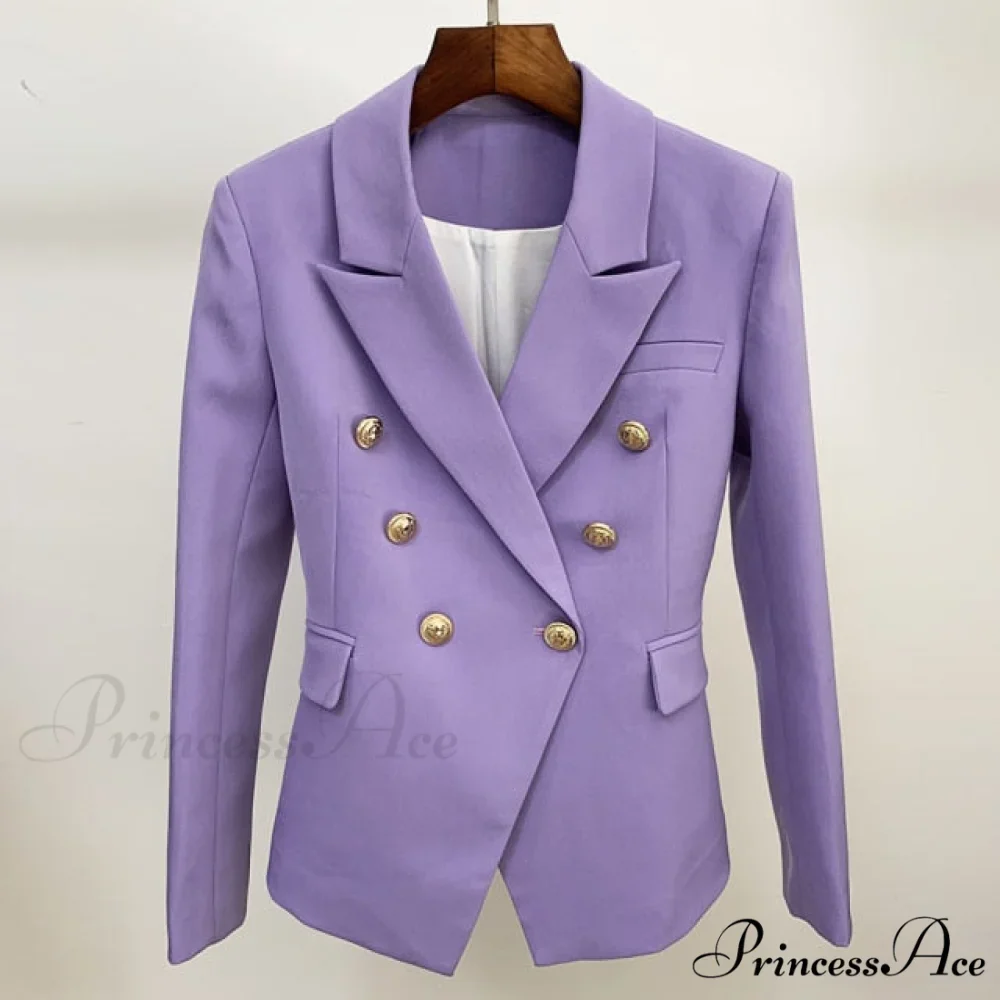 Classic Double Breasted Metal Lion Buttons Blazer - Image 5