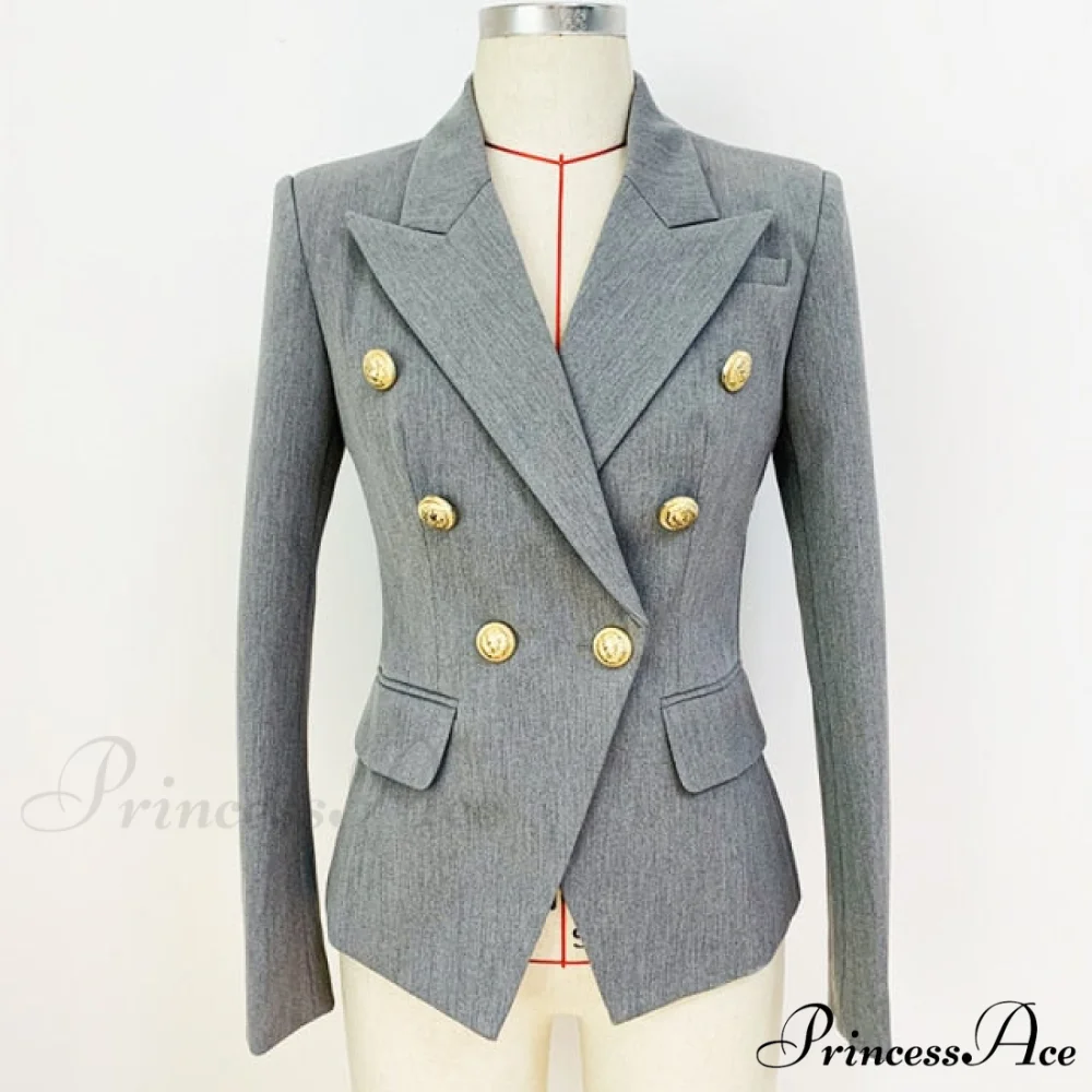 Classic Double Breasted Metal Lion Buttons Blazer - Image 7
