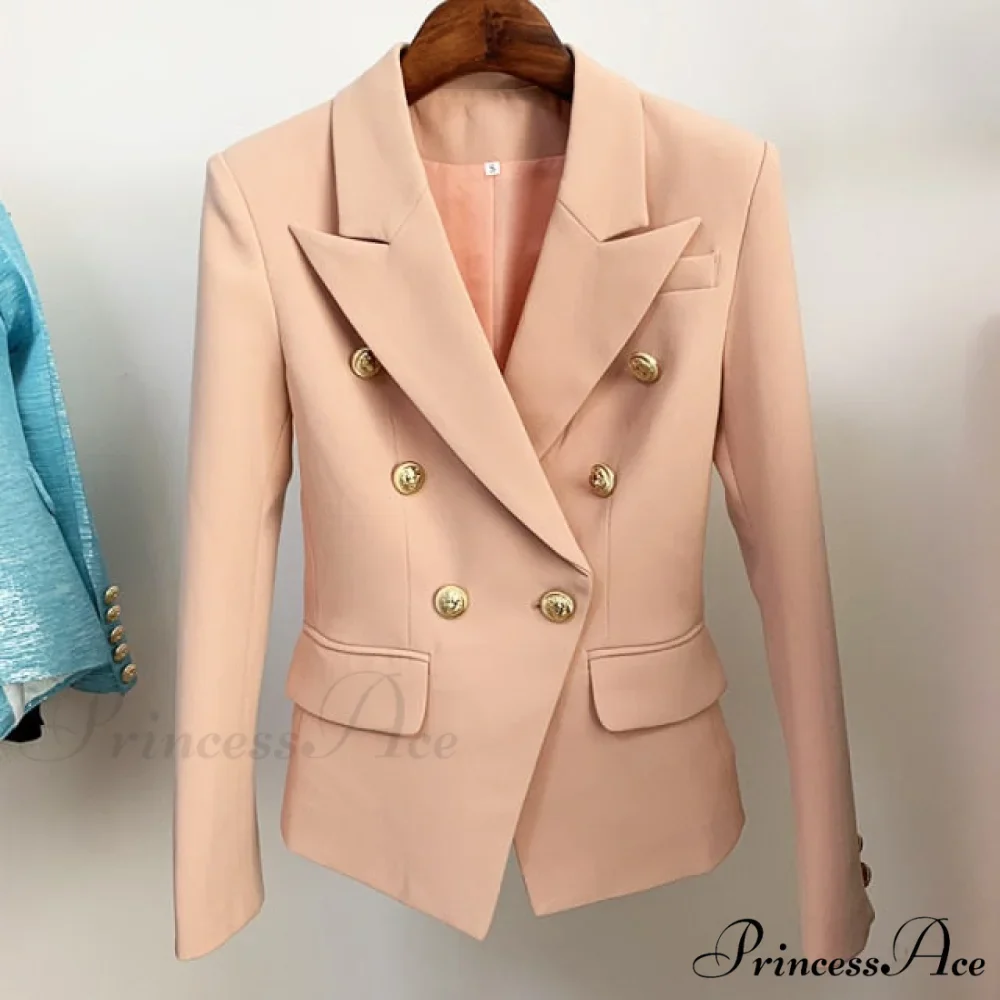 Classic Double Breasted Metal Lion Buttons Blazer - Image 8