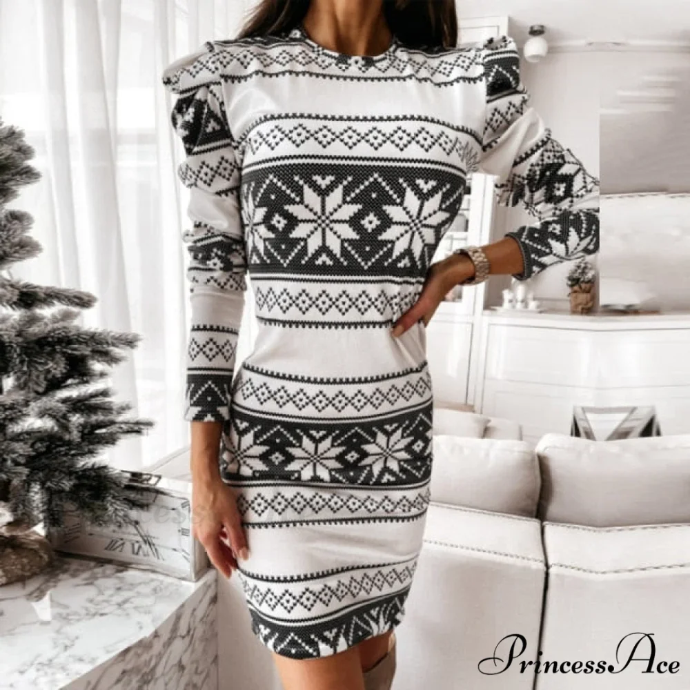 Christmas Snowflake Elk Print Dress - Image 9