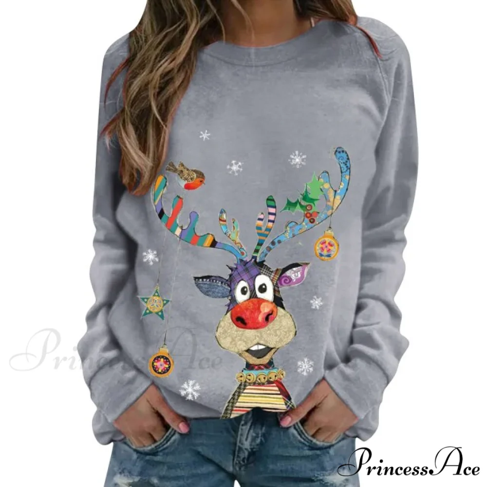 Women Casual Cartoon Print Long Sleeve Sweater - Image 7
