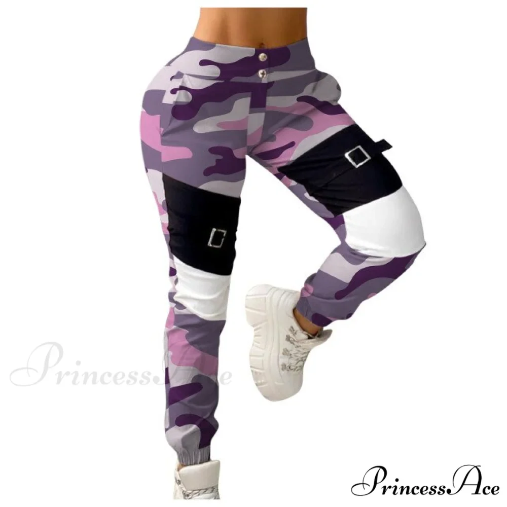 Stitching Camouflage Print Pants - Image 2