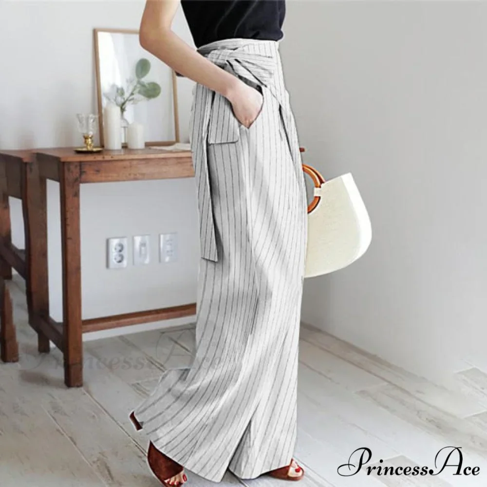 Fashion Stripe Kink Pocket Casual Pants - Image 3