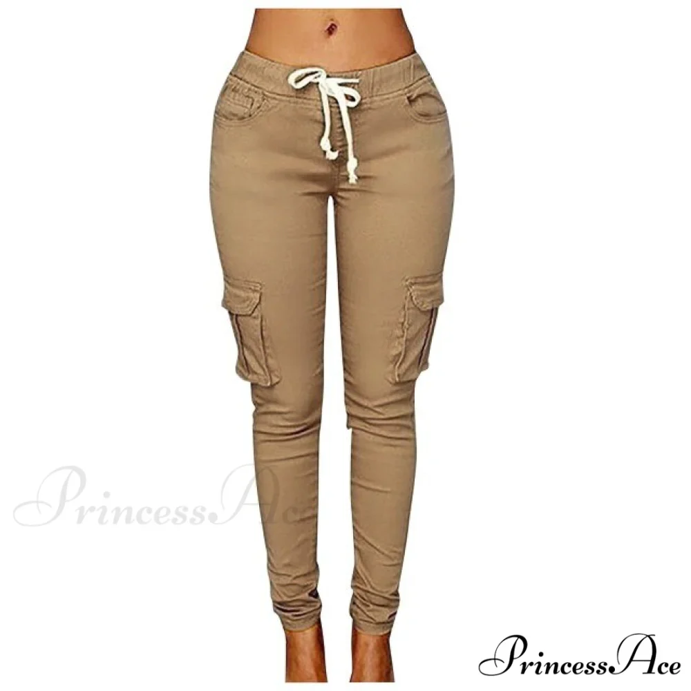 High Waist Elastic Joggers Lace-up Trousers - Image 3