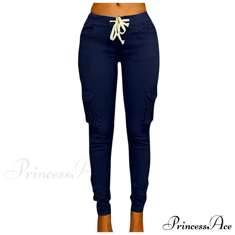 High Waist Elastic Joggers Lace-up Trousers - Image 5