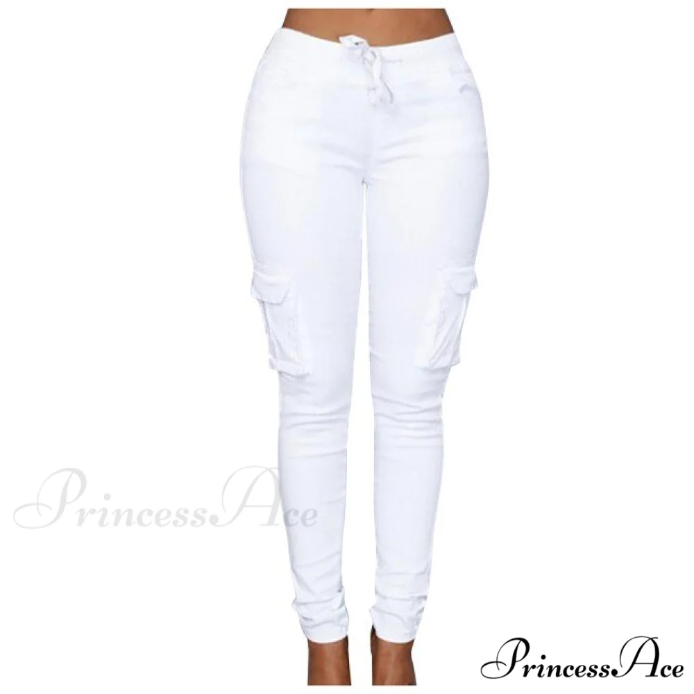 High Waist Elastic Joggers Lace-up Trousers - Image 7