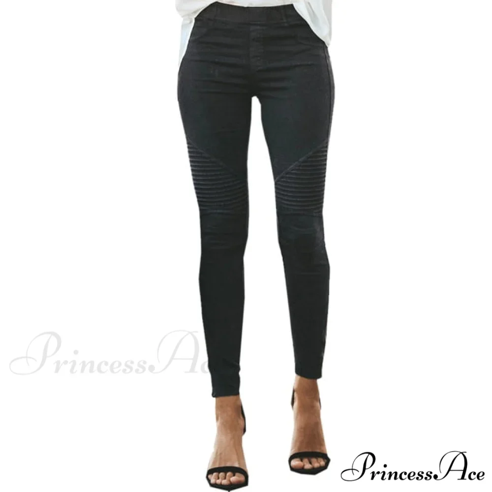 Striped Print Imitation Jean - Image 5