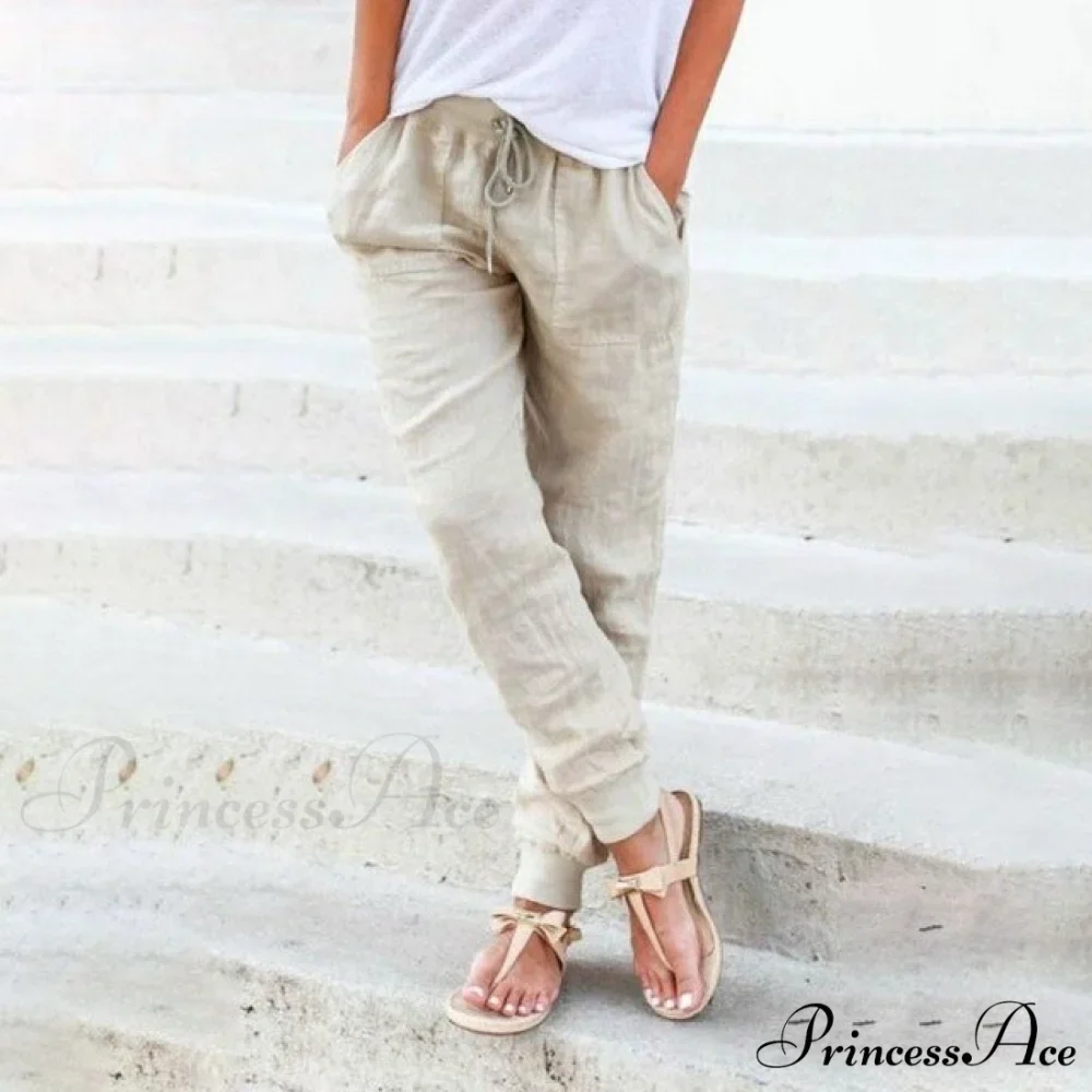 Casual Solid Elastic Waist Loose Pants - Image 2