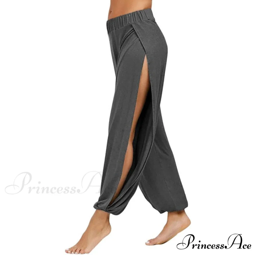Casual Solid Hollow Elastic Waist Trousers