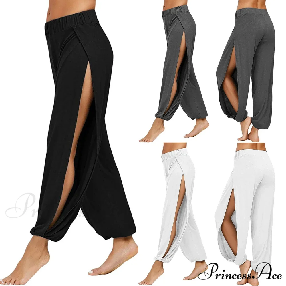 Casual Solid Hollow Elastic Waist Trousers - Image 2