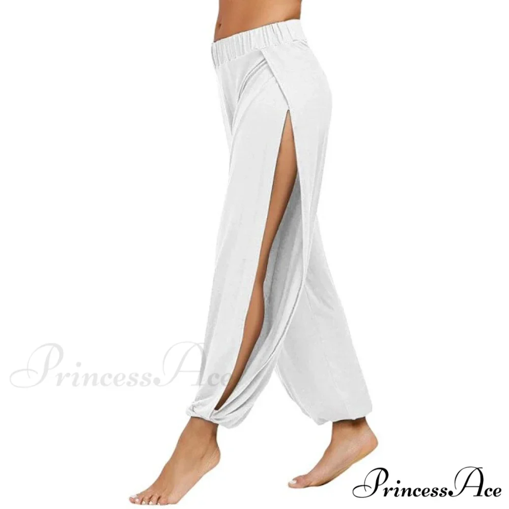 Casual Solid Hollow Elastic Waist Trousers - Image 3