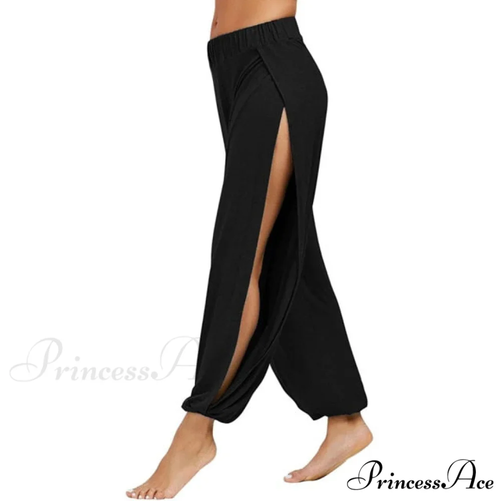 Casual Solid Hollow Elastic Waist Trousers - Image 4