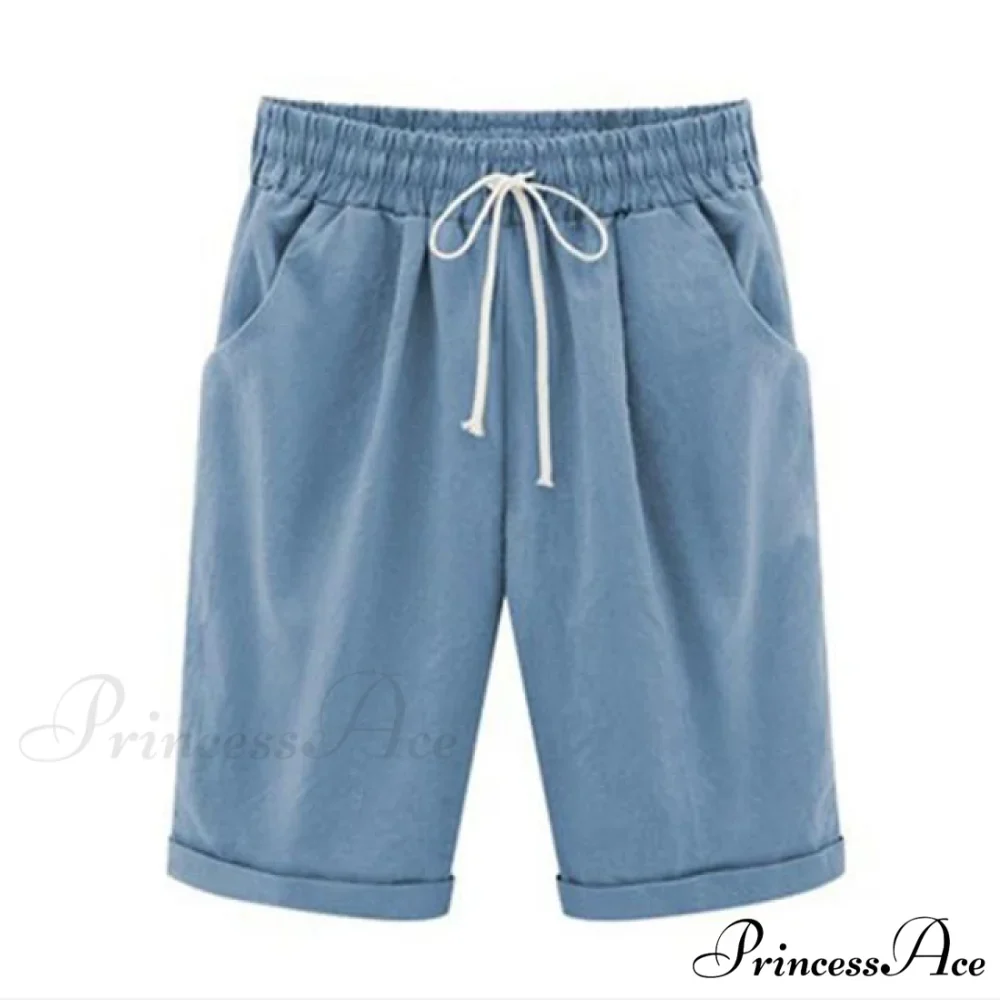 Cotton Pants Ladies Drawstring Elastic Loose Shorts - Image 2
