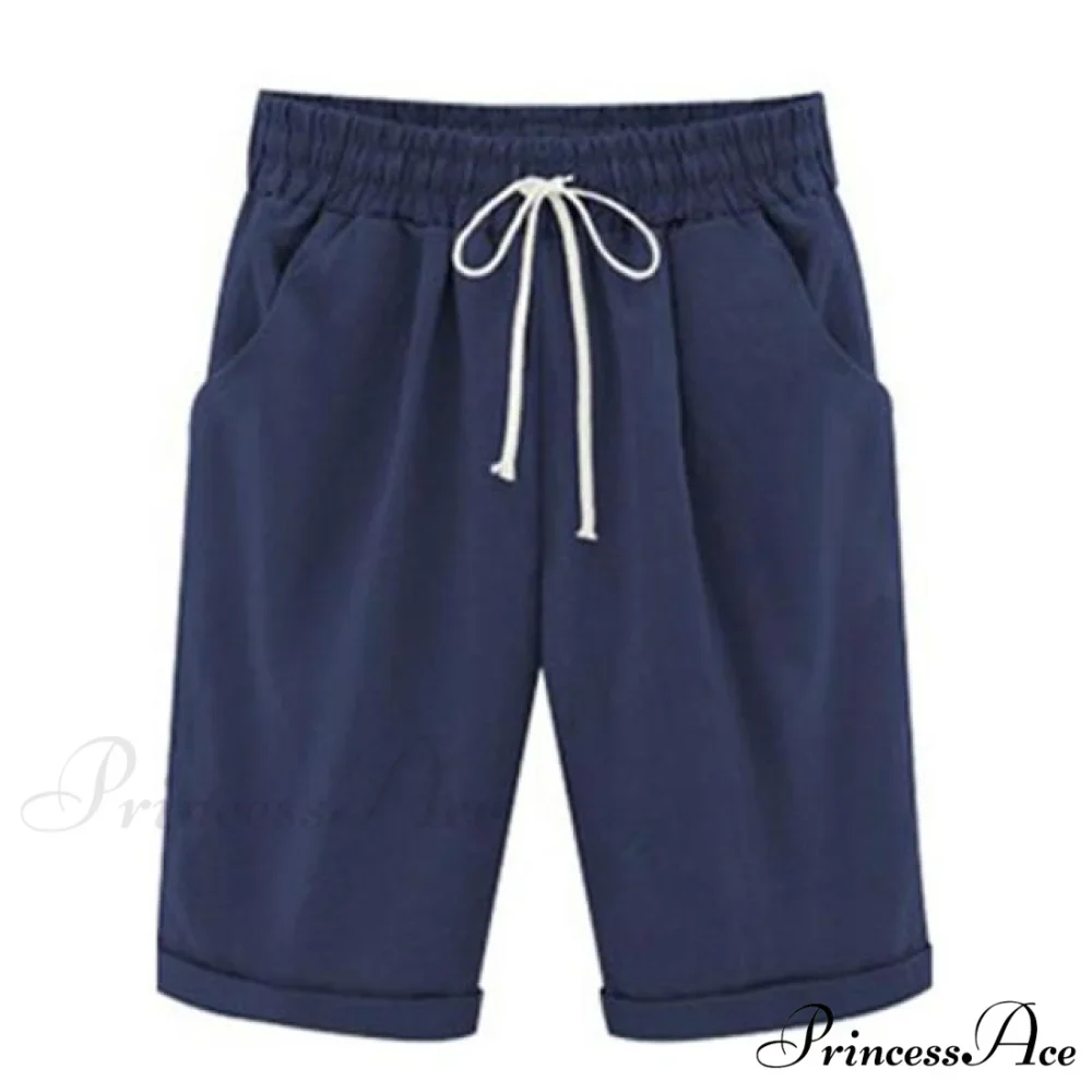 Cotton Pants Ladies Drawstring Elastic Loose Shorts - Image 3