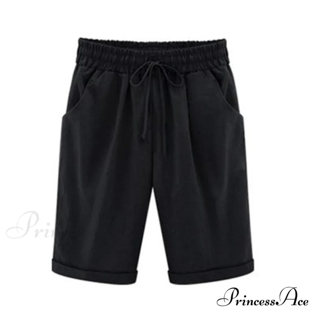 Cotton Pants Ladies Drawstring Elastic Loose Shorts - Image 5