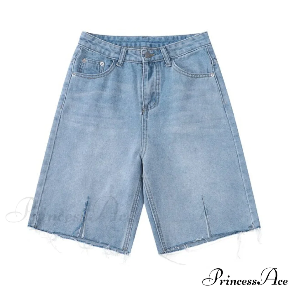 Fashion Streetwear Rough Edge Slit Jeans Shorts - Image 2