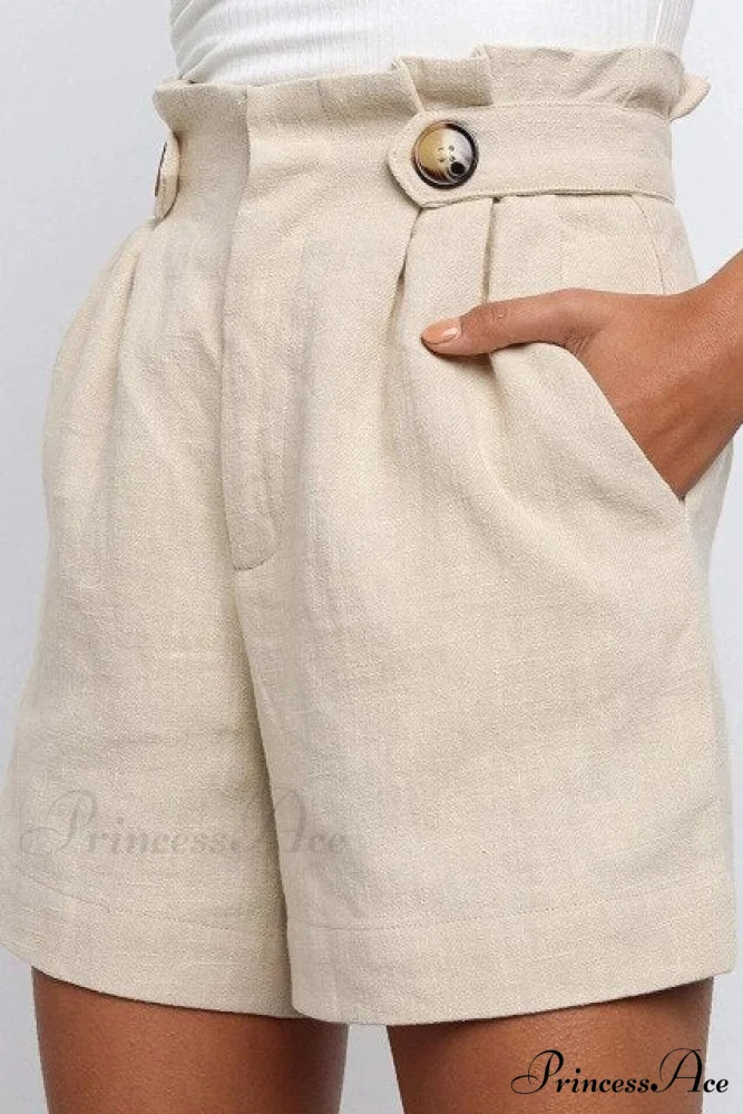 Casual High Waist Loose Cotton Hemp Shorts - Image 4