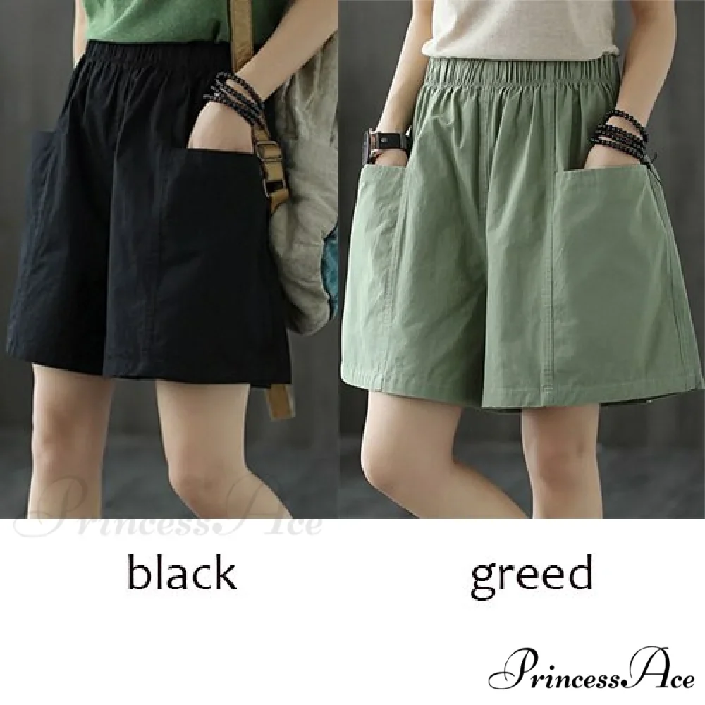 Plus Size Pocket Elastic High Waist Shorts - Image 10