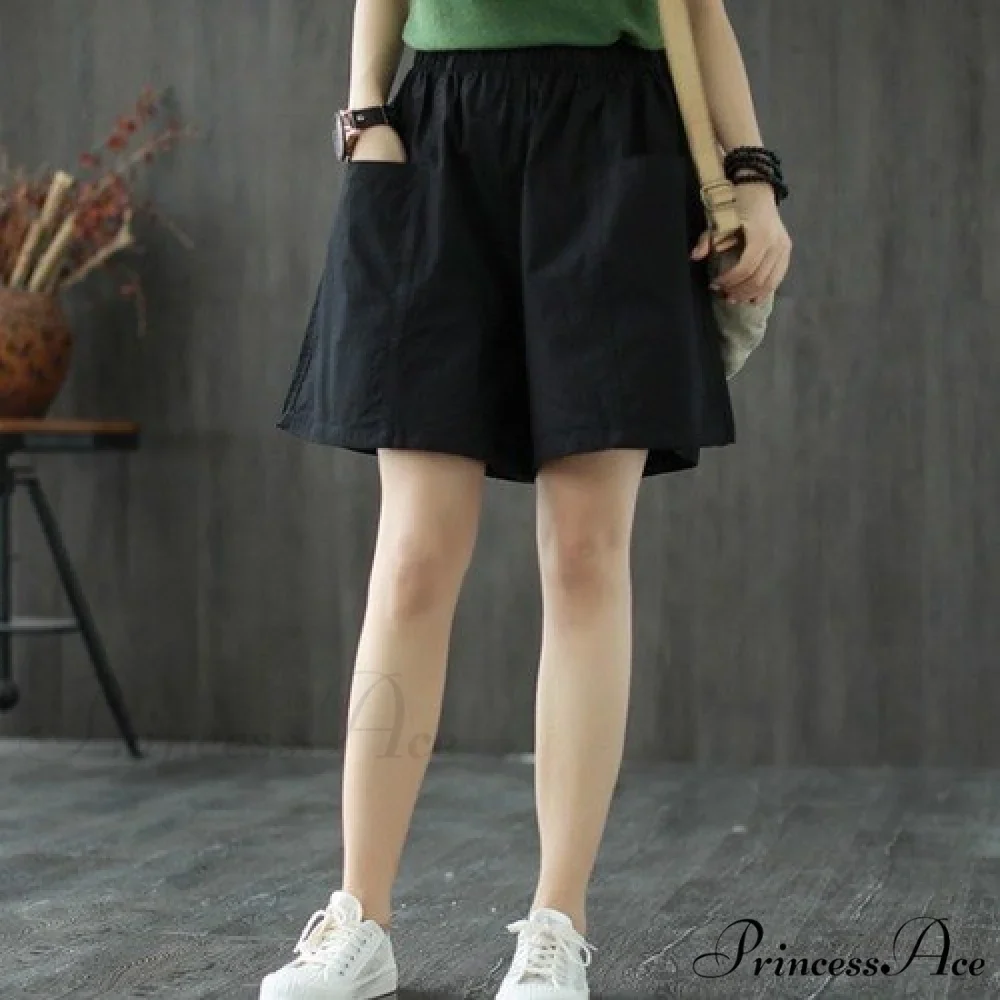 Plus Size Pocket Elastic High Waist Shorts - Image 2