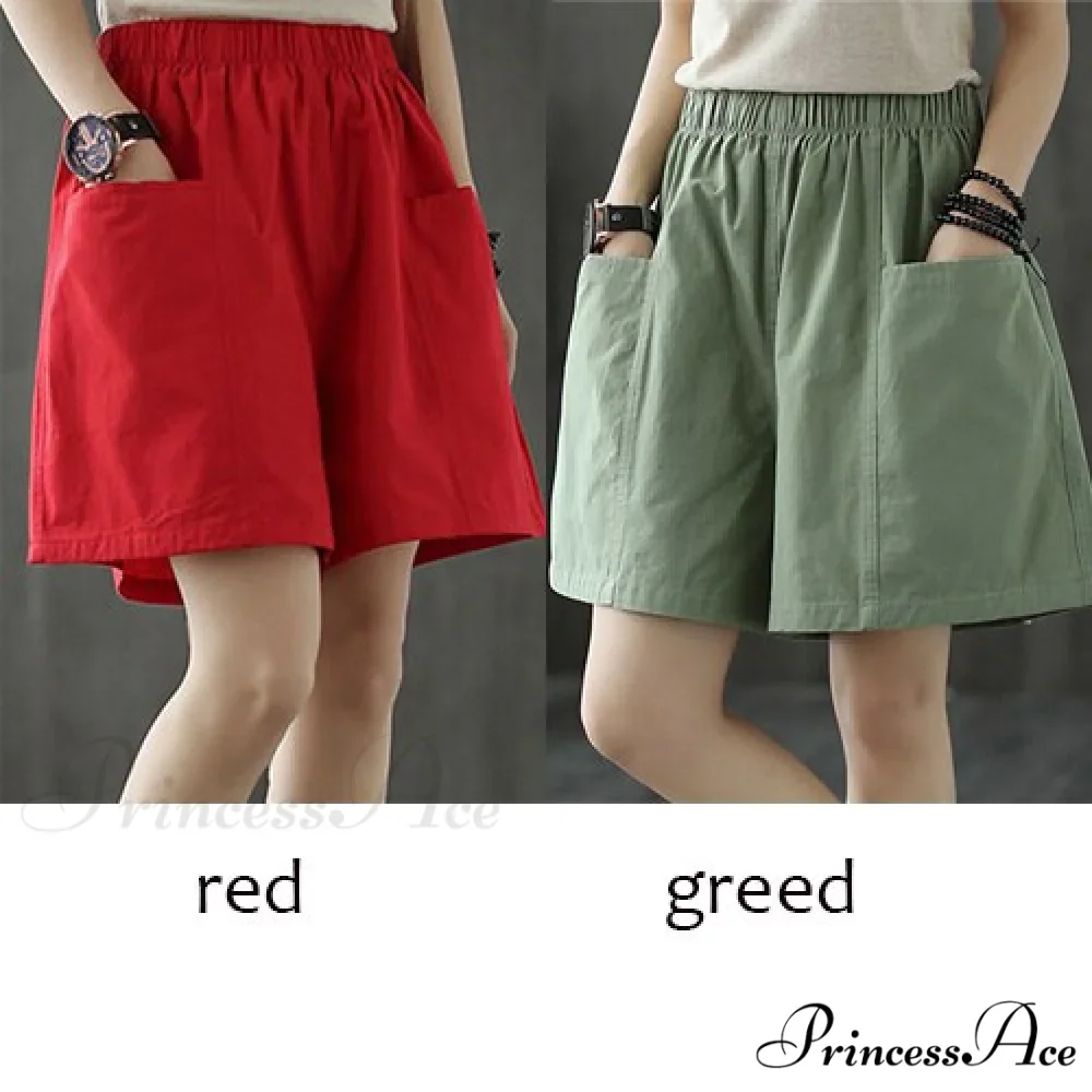 Plus Size Pocket Elastic High Waist Shorts - Image 3