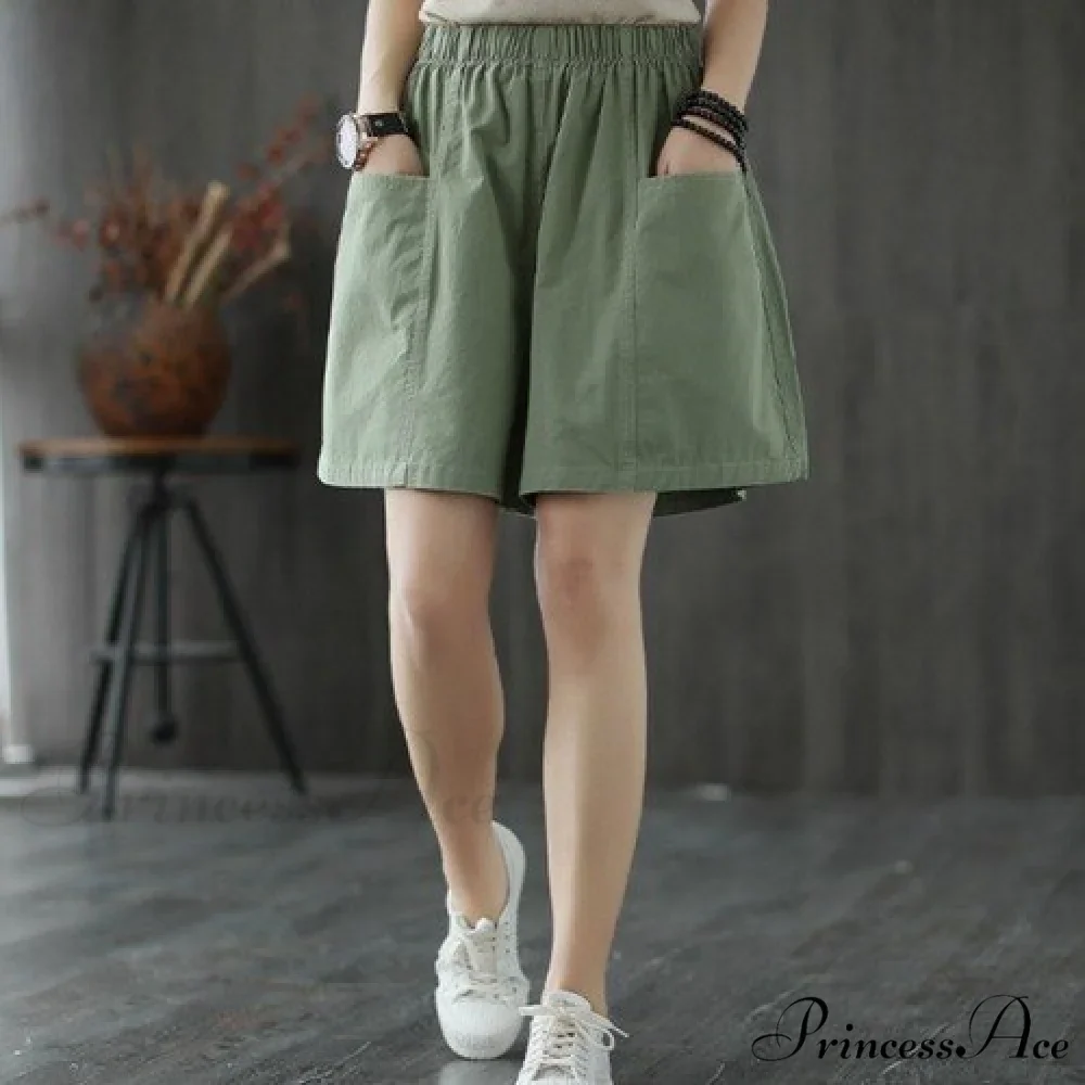 Plus Size Pocket Elastic High Waist Shorts - Image 4