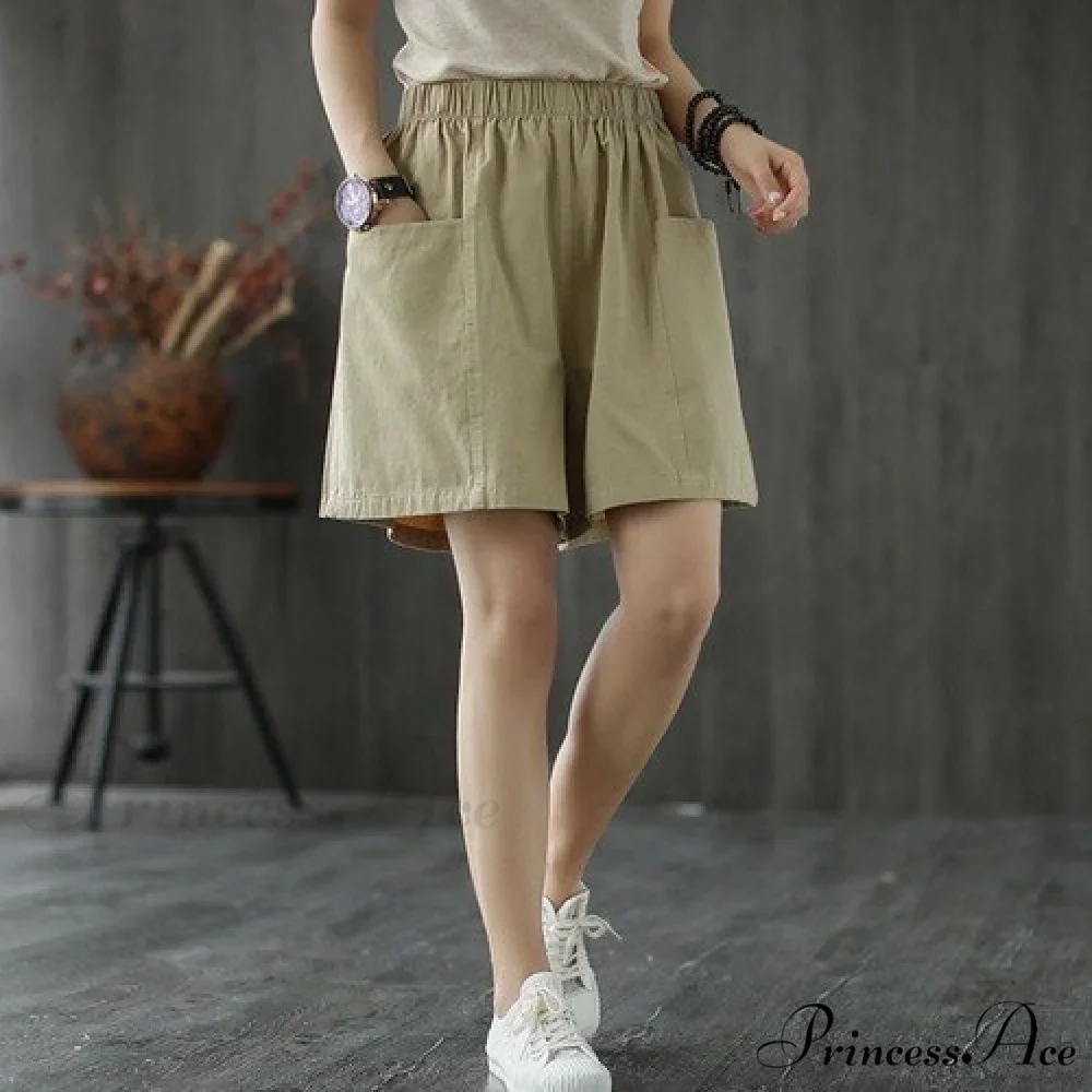 Plus Size Pocket Elastic High Waist Shorts - Image 5
