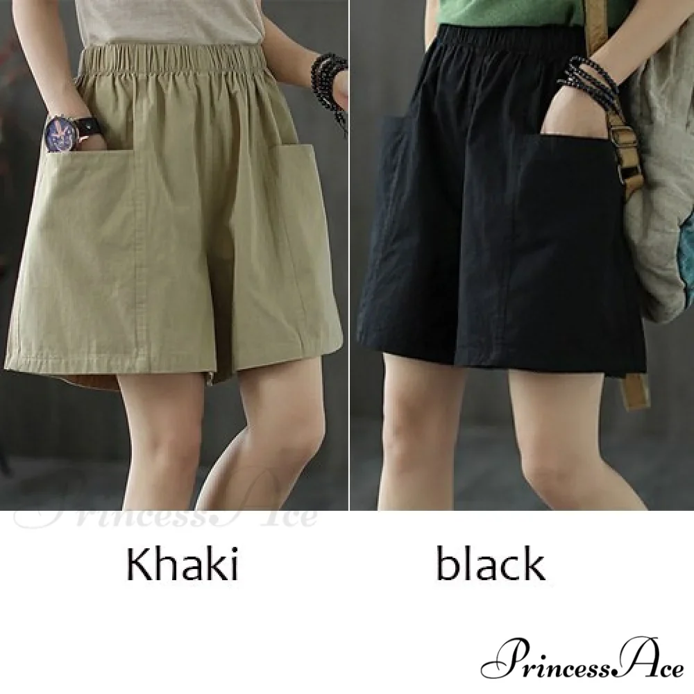 Plus Size Pocket Elastic High Waist Shorts - Image 6