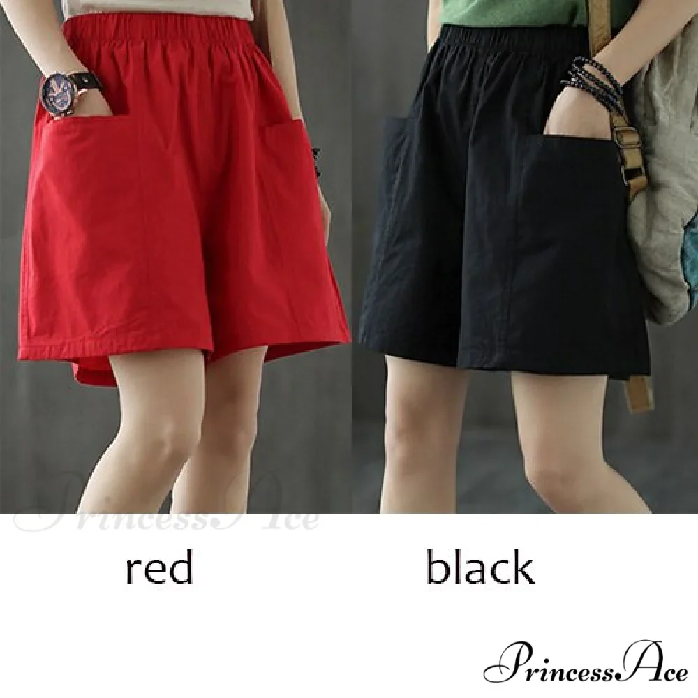 Plus Size Pocket Elastic High Waist Shorts - Image 7