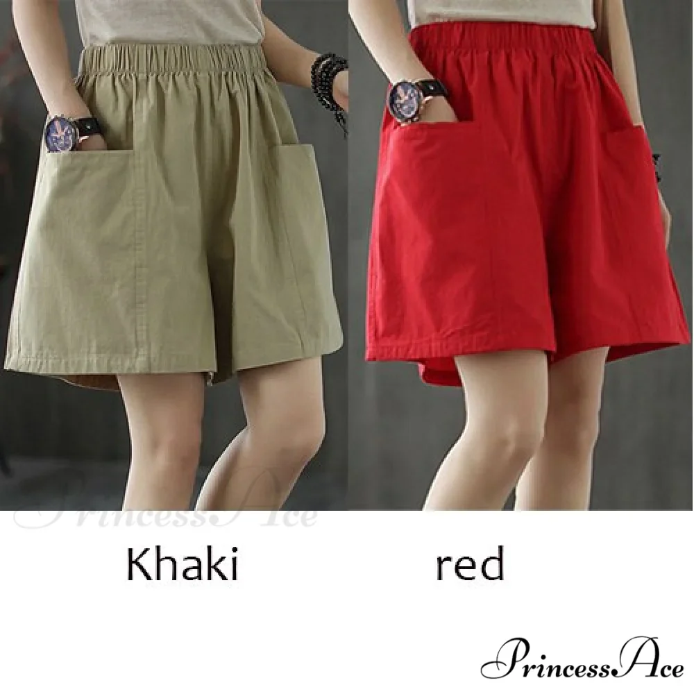 Plus Size Pocket Elastic High Waist Shorts - Image 8