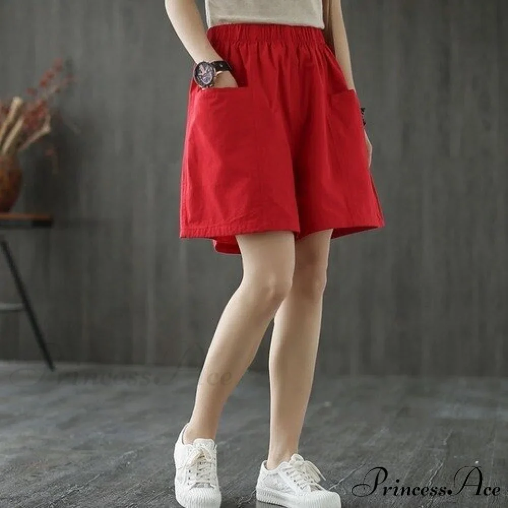 Plus Size Pocket Elastic High Waist Shorts - Image 9