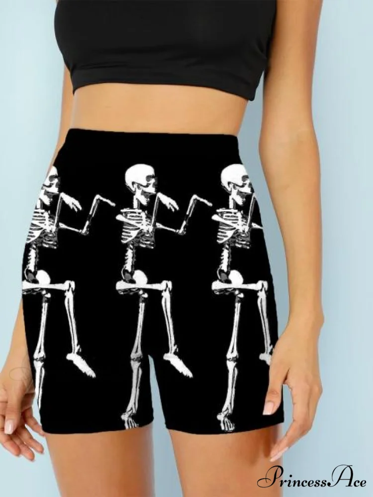 Women Skeleton Short Dancing Rock High Waist Womens Pants - Image 15