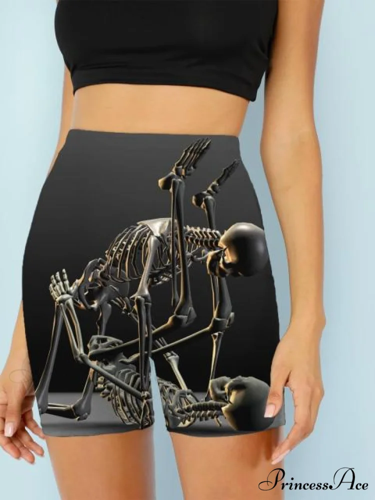 Women Skeleton Short Dancing Rock High Waist Womens Pants - Image 16