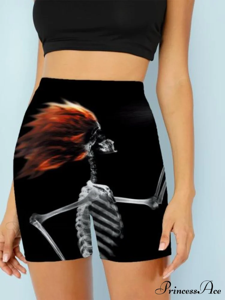 Women Skeleton Short Dancing Rock High Waist Womens Pants - Image 18