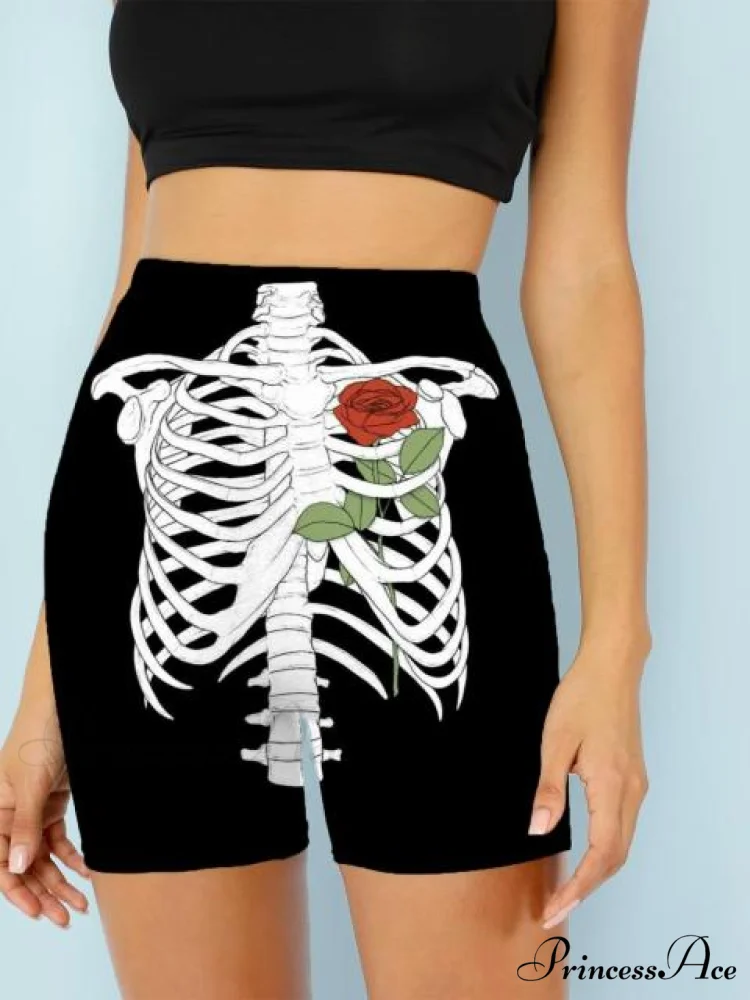 Women Skeleton Short Dancing Rock High Waist Womens Pants - Image 19