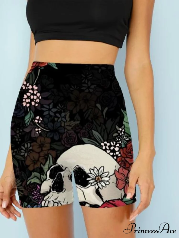 Women Skeleton Short Dancing Rock High Waist Womens Pants - Image 2