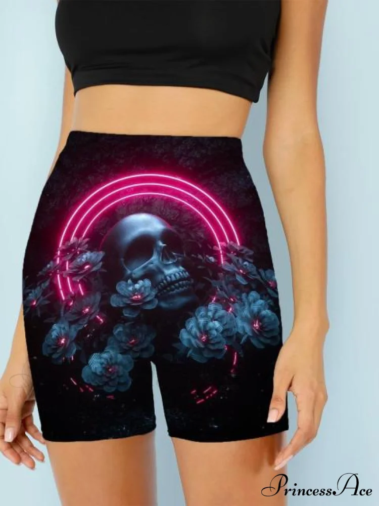 Women Skeleton Short Dancing Rock High Waist Womens Pants - Image 20