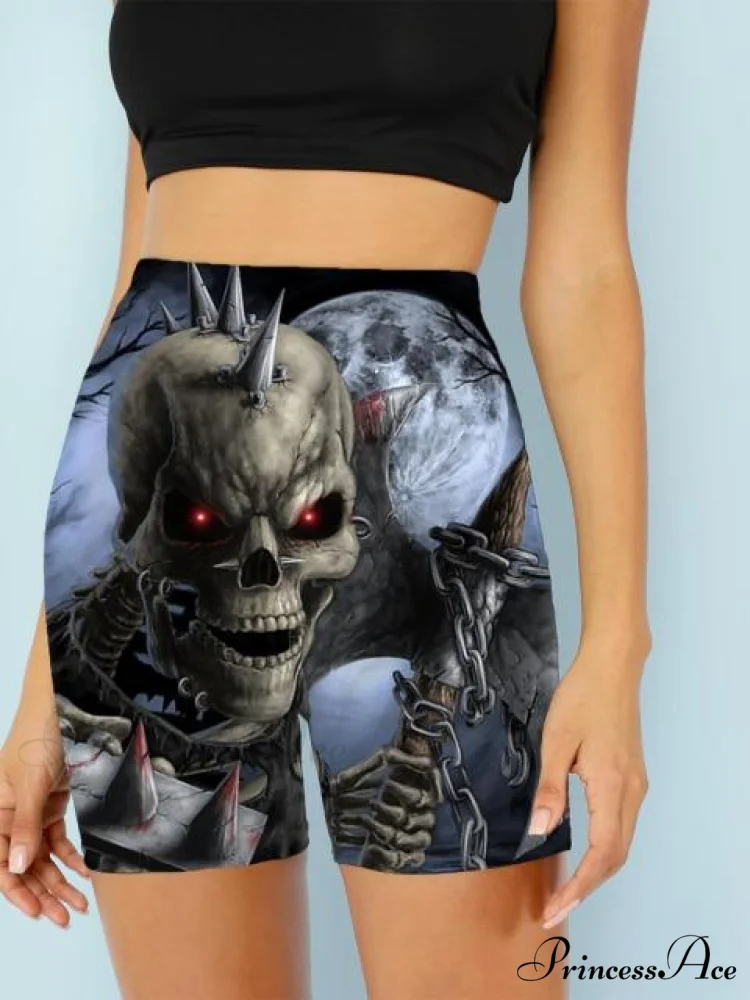 Women Skeleton Short Dancing Rock High Waist Womens Pants - Image 21