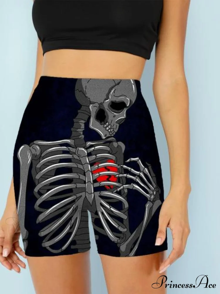 Women Skeleton Short Dancing Rock High Waist Womens Pants - Image 3