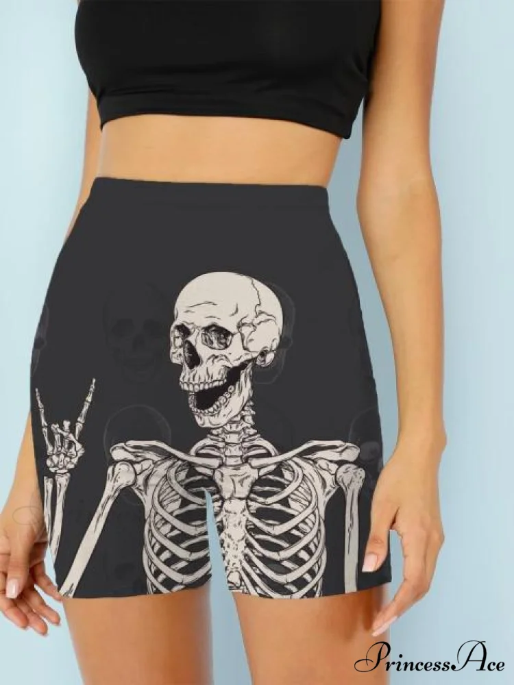 Women Skeleton Short Dancing Rock High Waist Womens Pants - Image 9