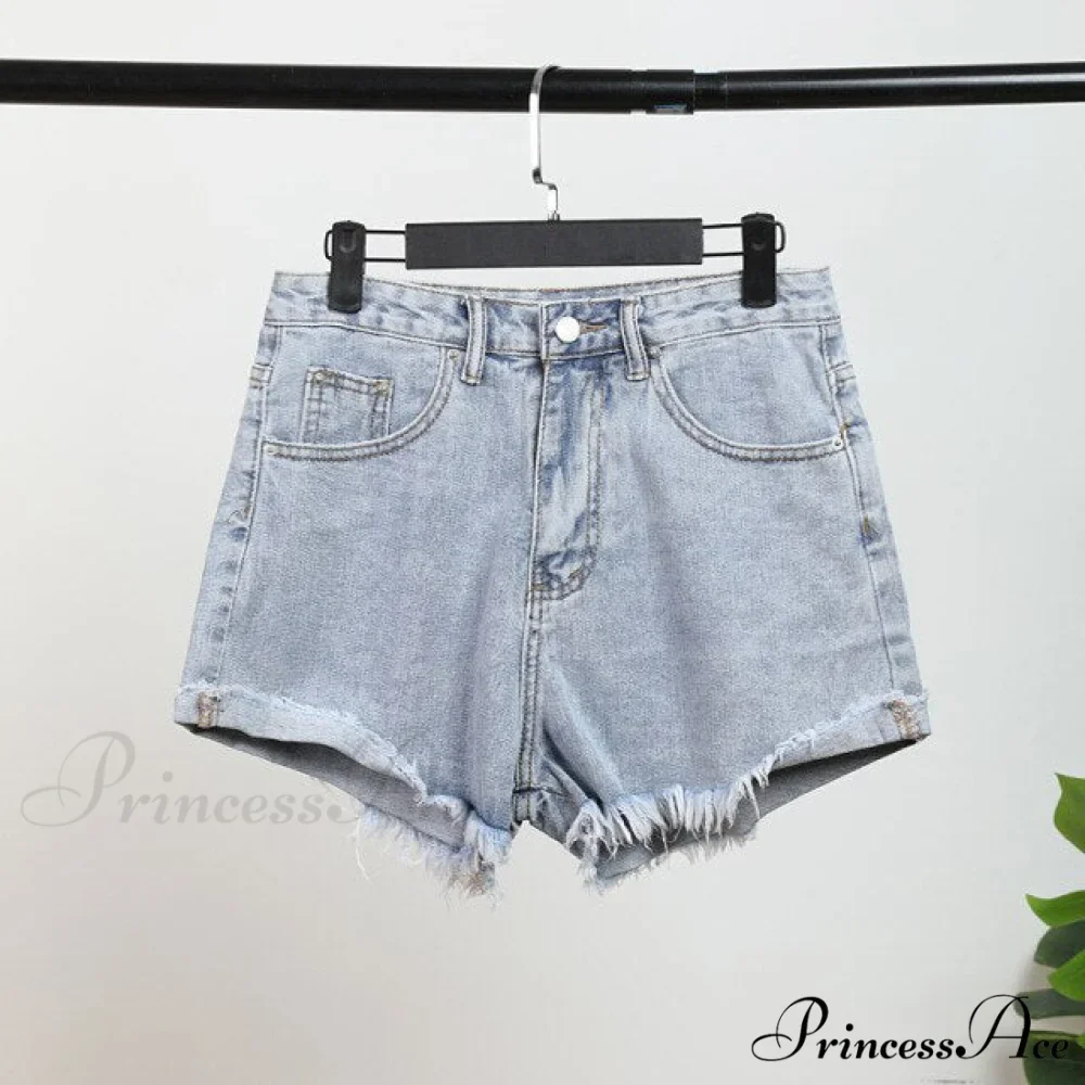 Fashion Washed Light Blue Denim Shorts - Image 3