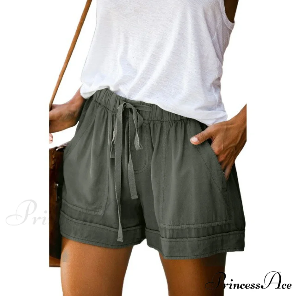 Casual Tie Elastic Waist Plus Size Shorts - Image 10